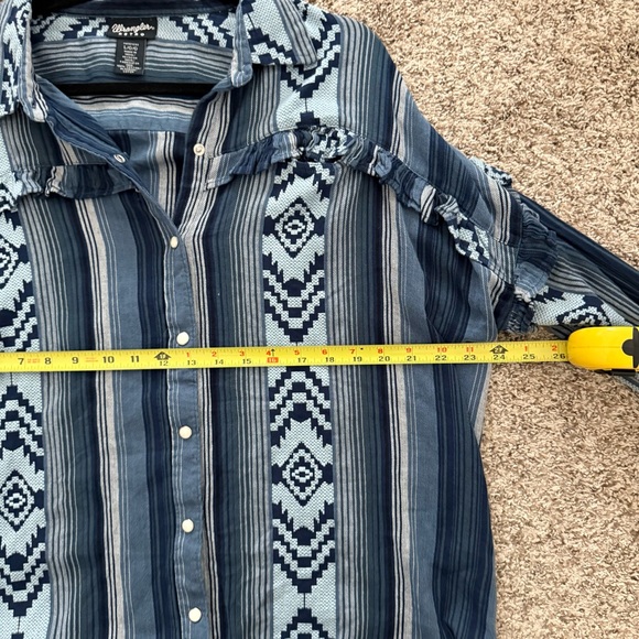 Wrangler Retro large Coastal Cowgirl Aztec Southwestern Cotton Snap button shirt - Picture 15 of 16
